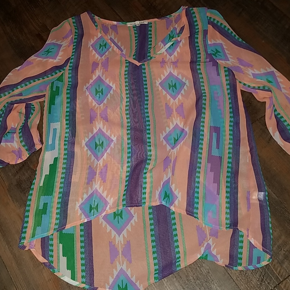 Wishful Park dressy top sz L 3/4 sleeve